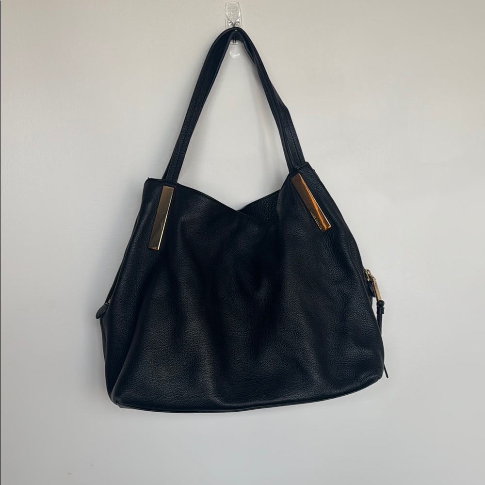 Vince Camuto Black and Gold Shoulder Bag with Sleek Design